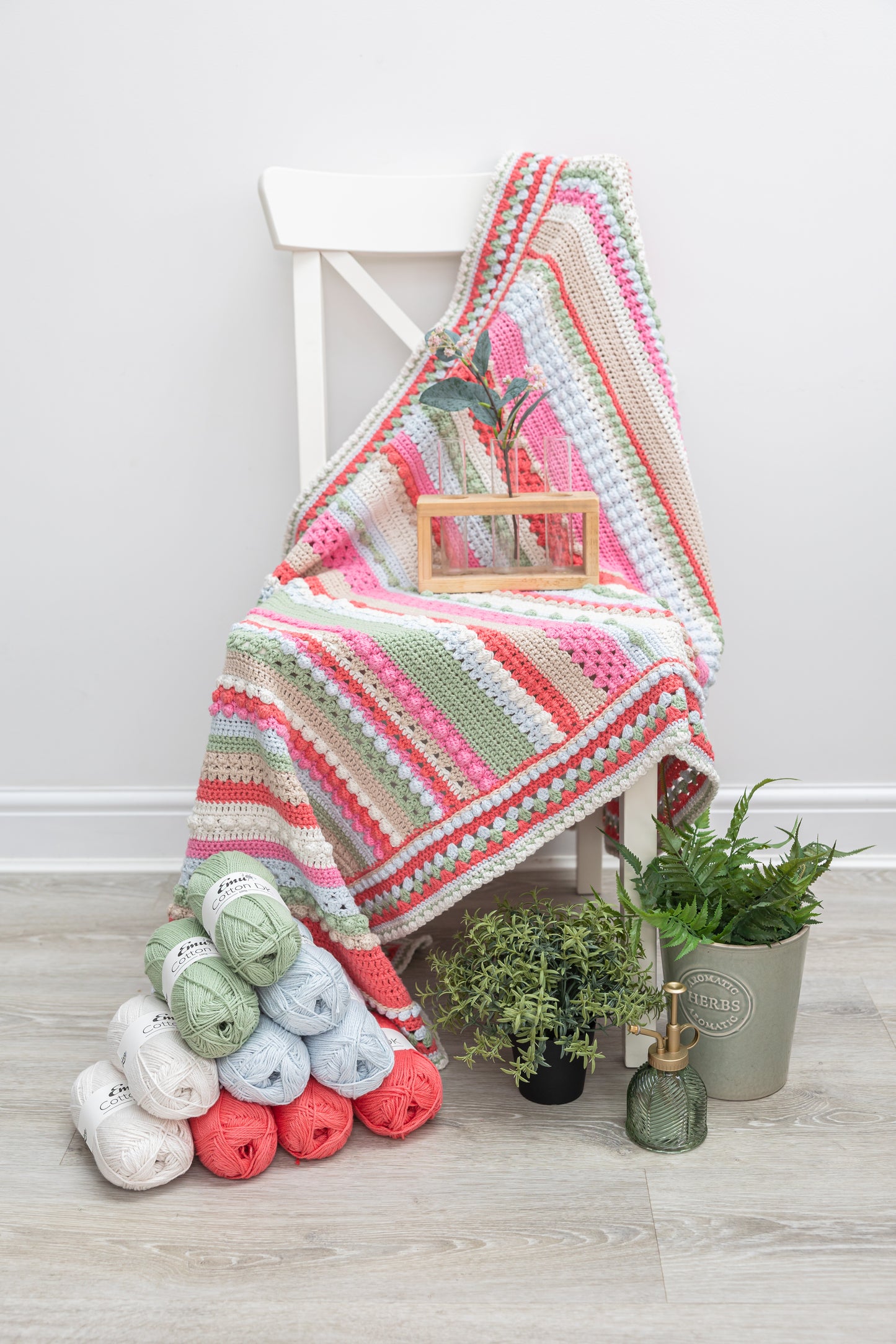 Flower Fields Blanket (1021)  in Emu Cotton DK - Crochet Pattern